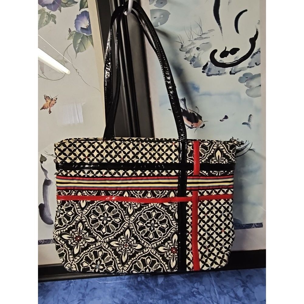 Vera‎ Bradley Hello Dahlia Zippidy Tote Shoulder Bag double handle 15.5x11x4.75"